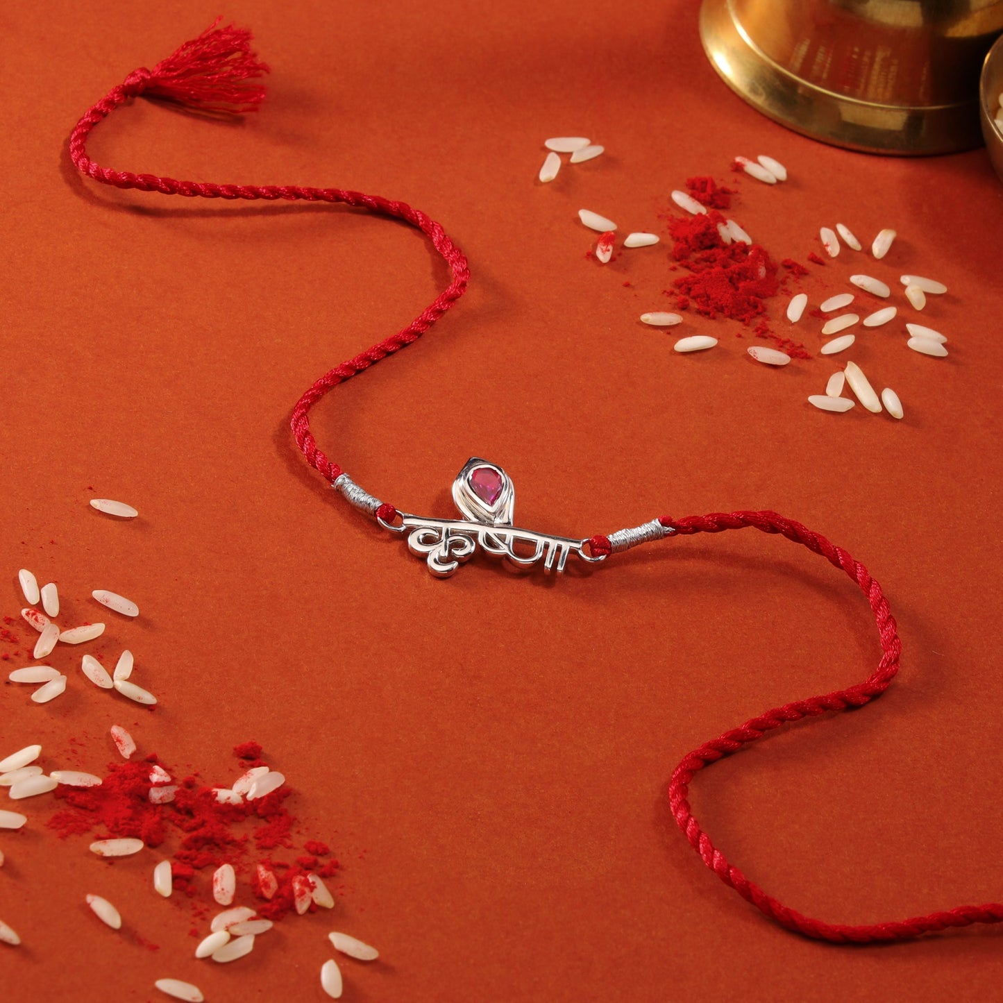 Blessed Krishna Ji Rhodium-Plated Sterling Silver Thread Rakhi For Him