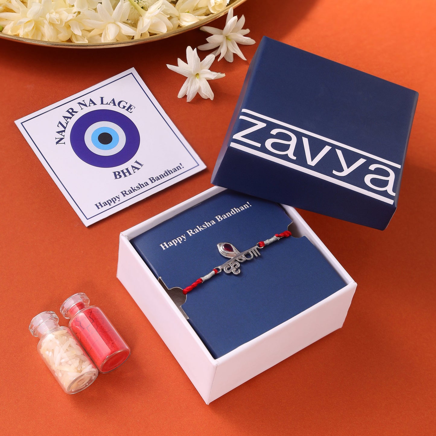 Blessed Sacred Rhodium-Plated Sterling Silver Thread Rakhi Combo For Him