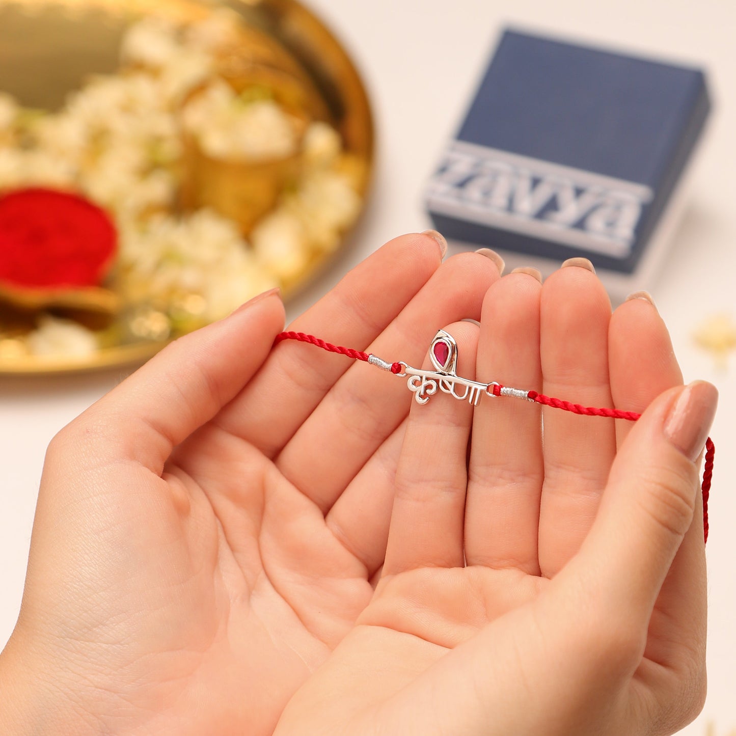 Blessed Sacred Rhodium-Plated Sterling Silver Thread Rakhi Combo For Him