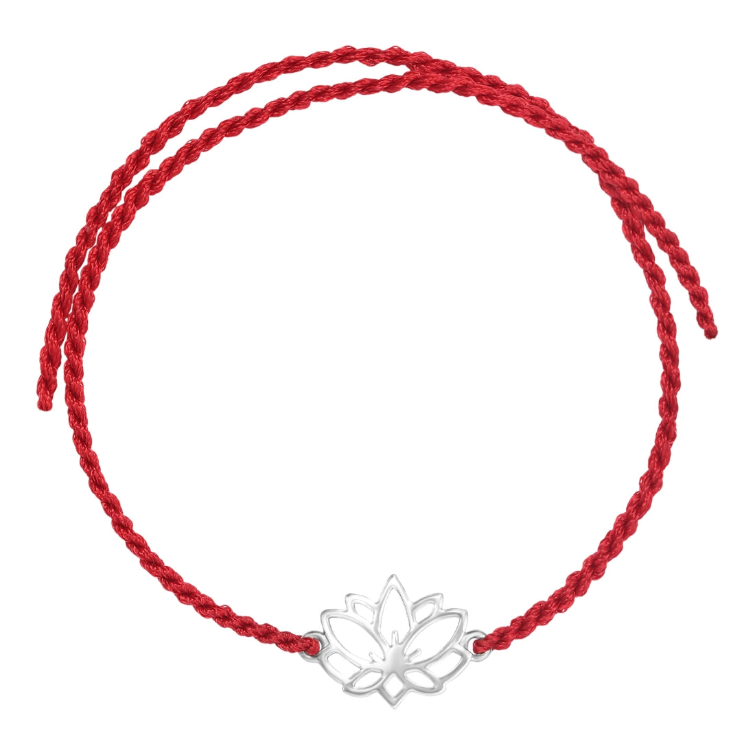 Lotus Blossom Rhodium Plated Silver Thread Rakhi