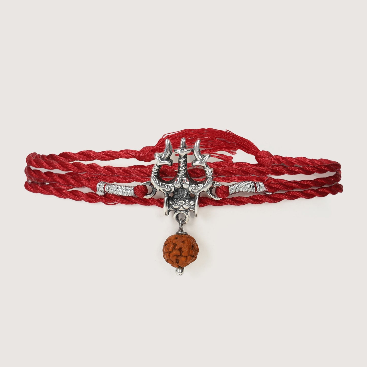 Shiva's Blessing With Rudraksh Rhodium-Plated Sterling Silver Thread Rakhi For Him