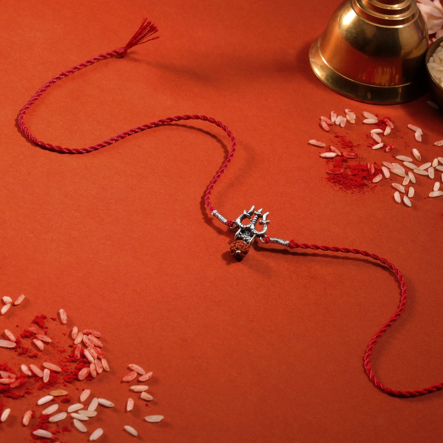 Shiva's Blessing With Rudraksh Rhodium-Plated Sterling Silver Thread Rakhi For Him