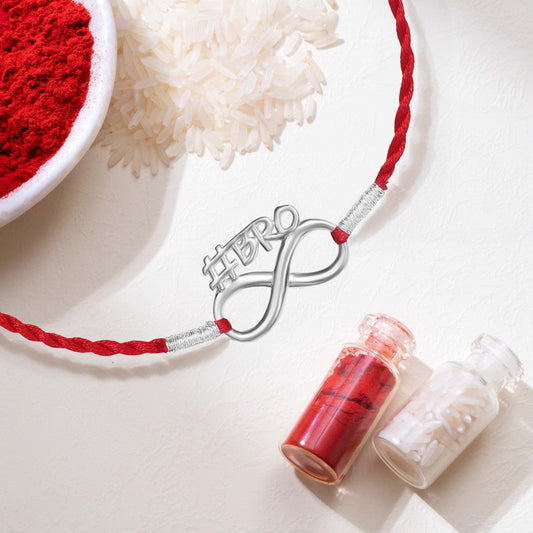 Classic Bro Infinity Rhodium Plated Silver Thread Rakhi