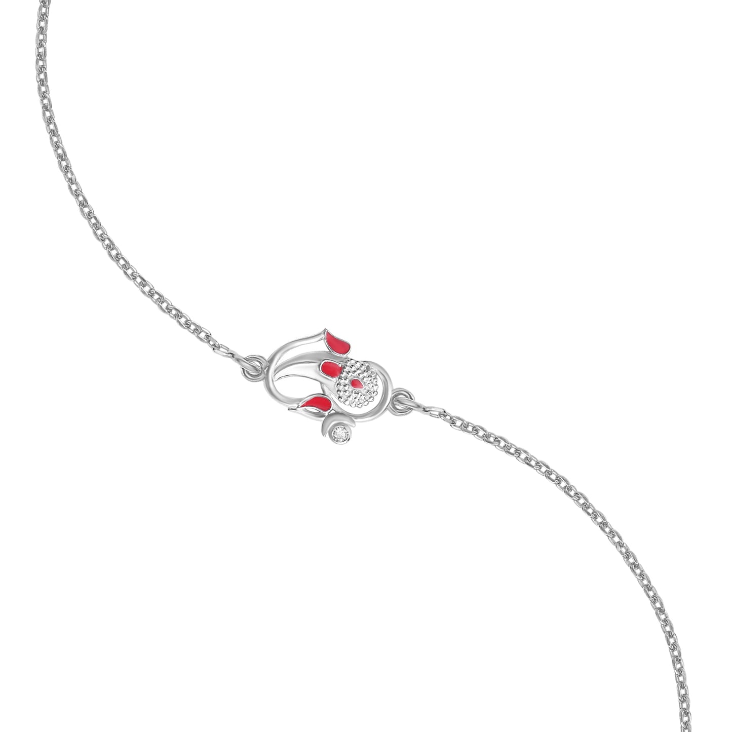 Sacred Ganesh Ji CZ Rhodium-Plated Sterling Silver Rakhi