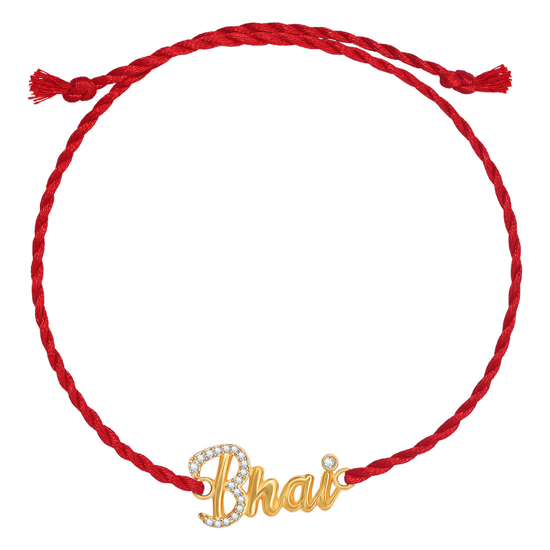 Shining Star Bhai CZ Gold Plated Silver Thread Rakhi