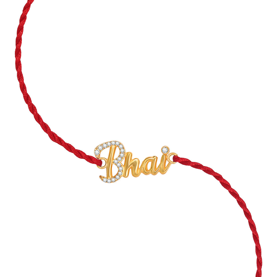 Shining Star Bhai CZ Gold Plated Silver Thread Rakhi