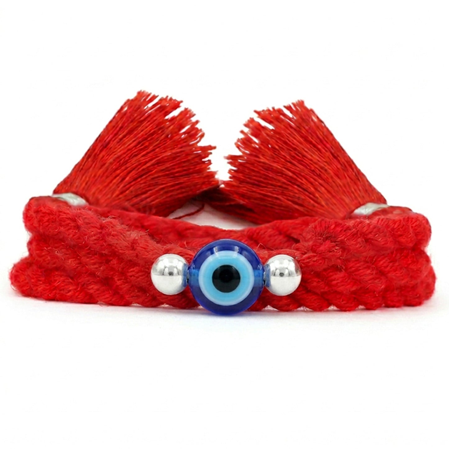 Classic Evil Eye Beaded Silver Thread Rakhi (ALVINA Signature)