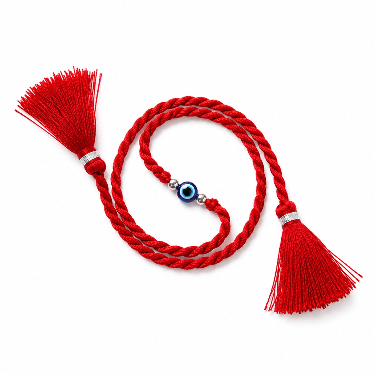 Evil Eye White Stone Silver Thread Rakhi (ALVINA Signature)
