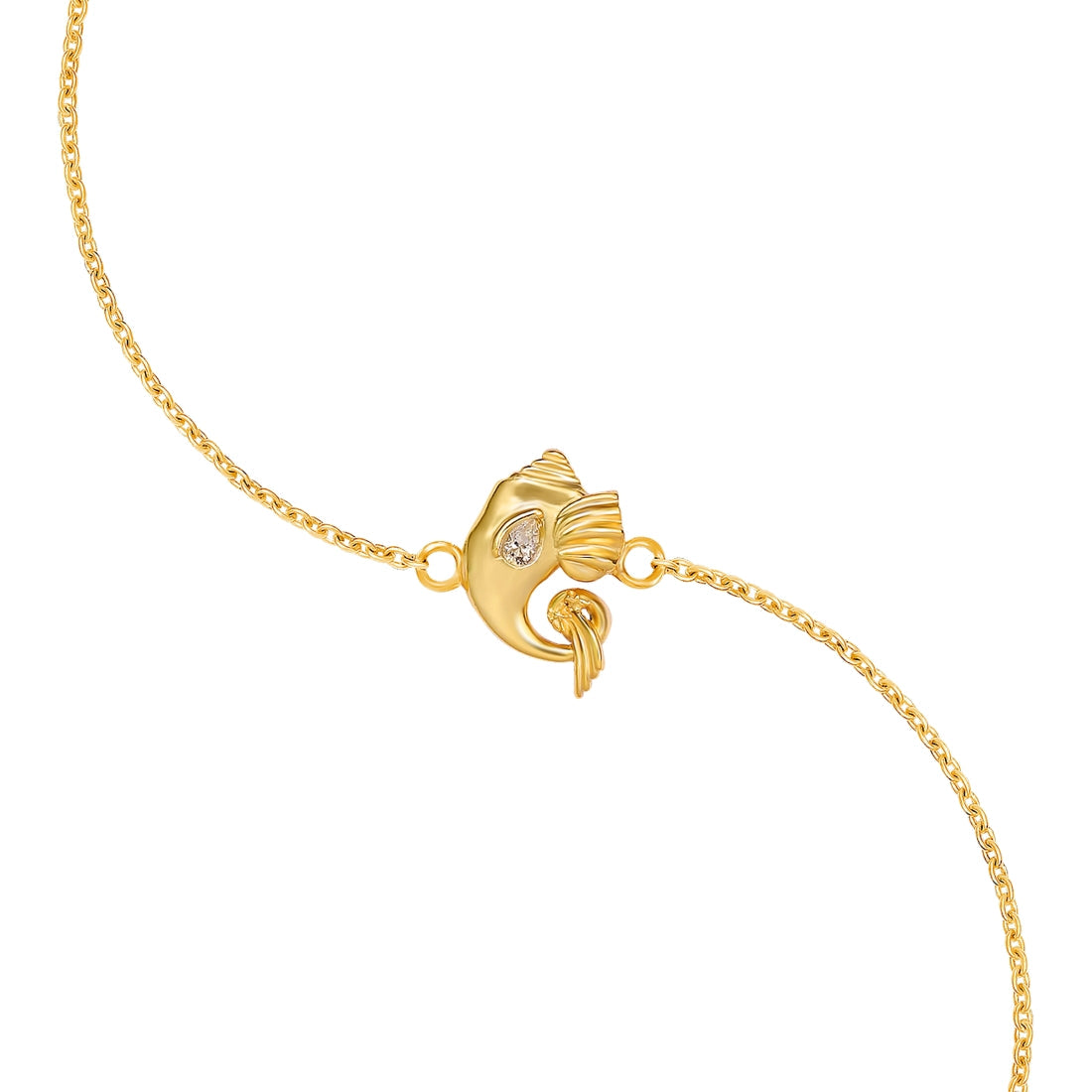 Elegant Ganesh Ji With Cubic Zirconia Gold-Plated Sterling Silver Adjustable Link Chain Rakhi For Him