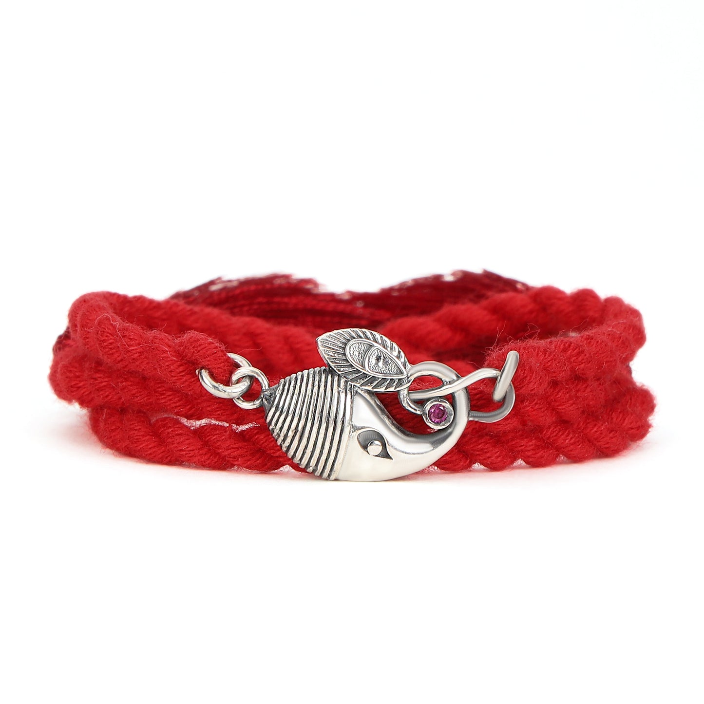 Divine Ganesh Ji Rhodium-Plated Silver Thread Rakhi