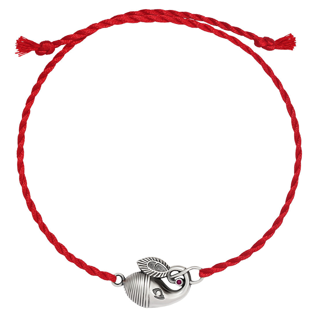Divine Ganesh Ji Rhodium-Plated Sterling Silver Thread Rakhi