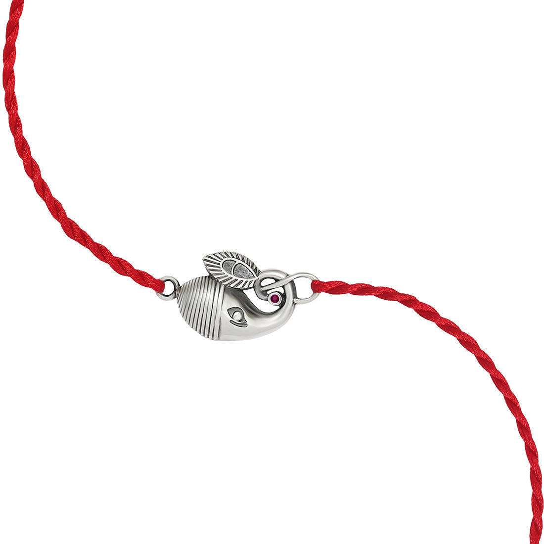 Divine Ganesh Ji Rhodium-Plated Sterling Silver Thread Rakhi