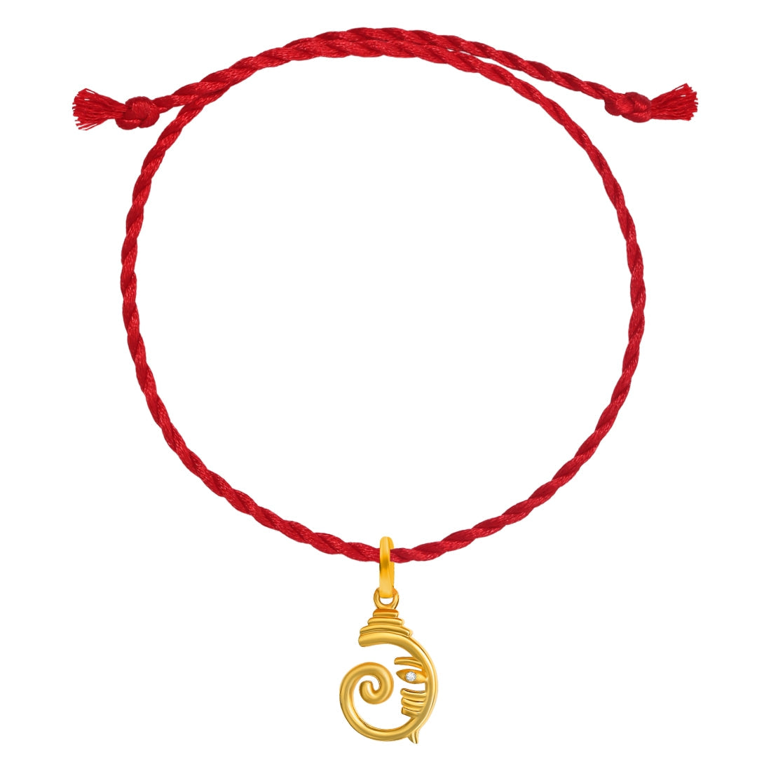 Ganesh Ji Grace With Cubic Zirconia Gold-Plated Sterling Silver Thread Rakhi