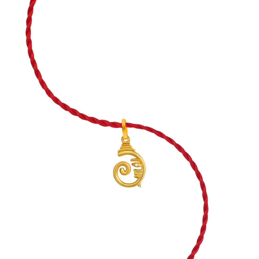 Ganesh Ji Grace With Cubic Zirconia Gold-Plated Sterling Silver Thread Rakhi