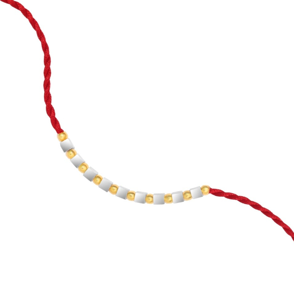 Ball Bar Radiant Gold-Plated Sterling Silver Thread Rakhi For Him