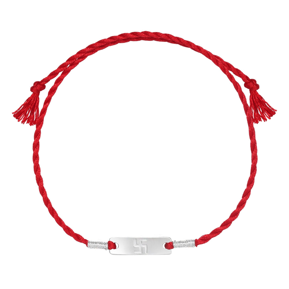 Swastik Charm Rhodium-Plated Sterling Silver Thread Rakhi For Him