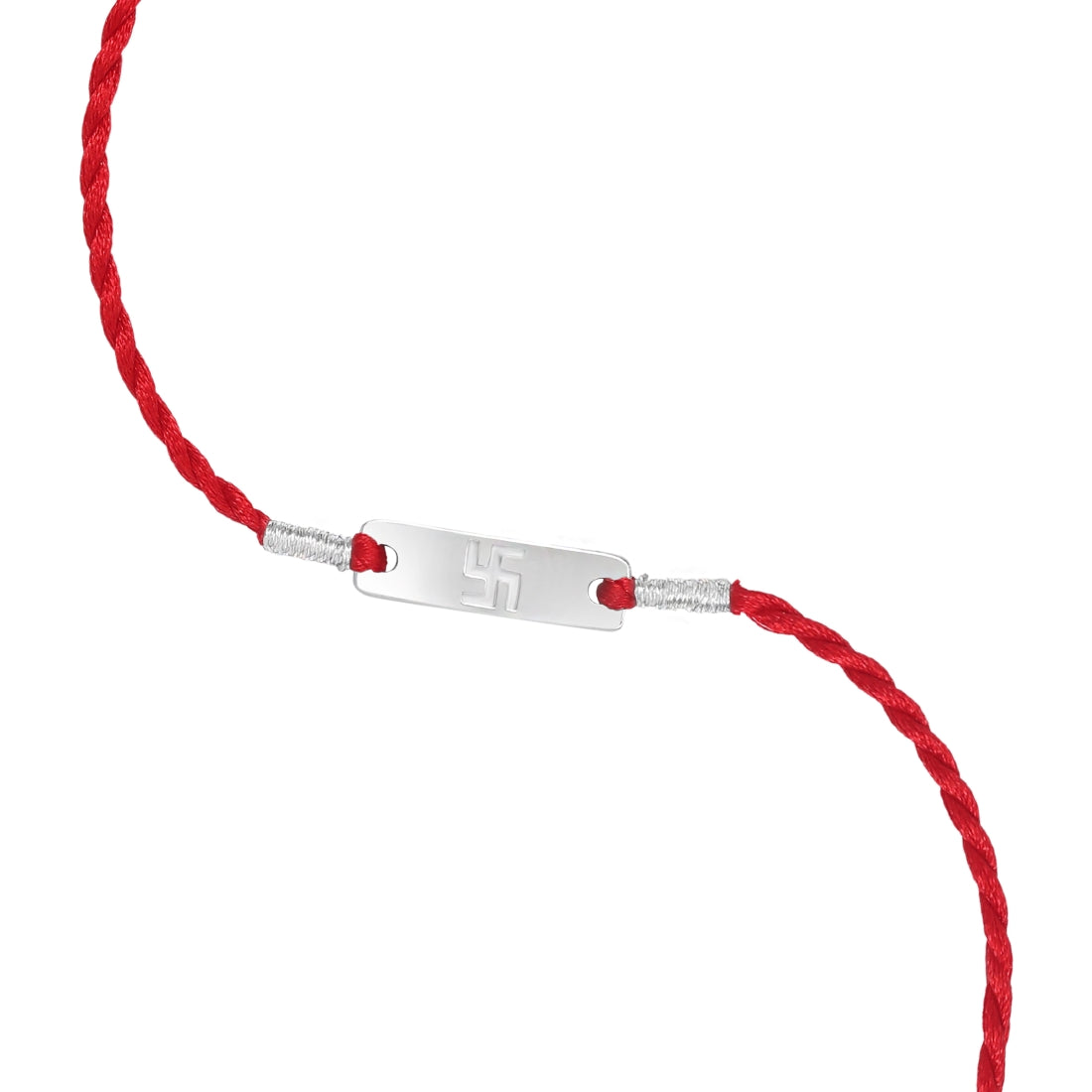Swastik Charm Rhodium-Plated Sterling Silver Thread Rakhi For Him