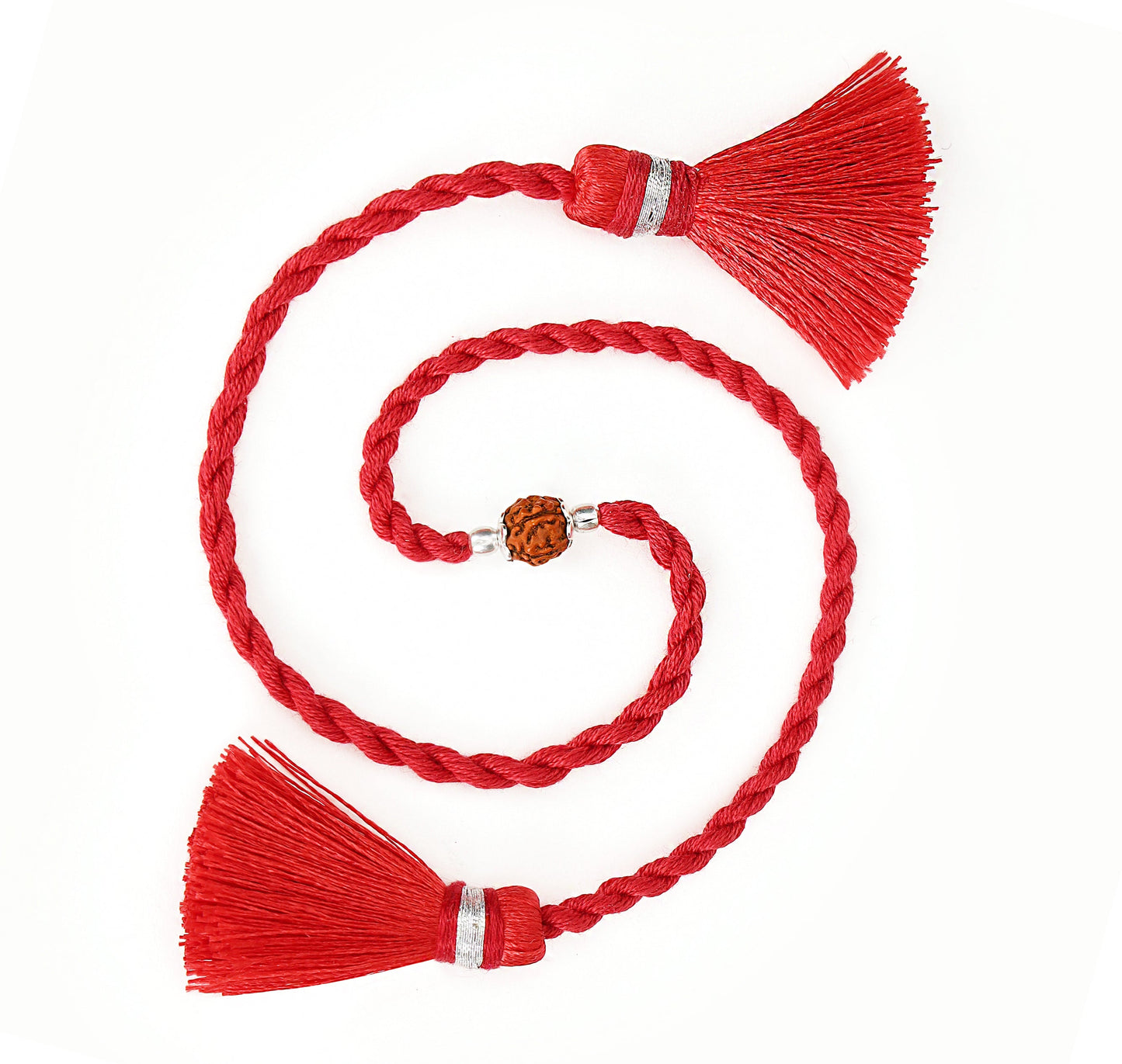 Spiritual Protection: Rudraksh Rhodium-Plated Sterling Silver Thread Rakhi For Him