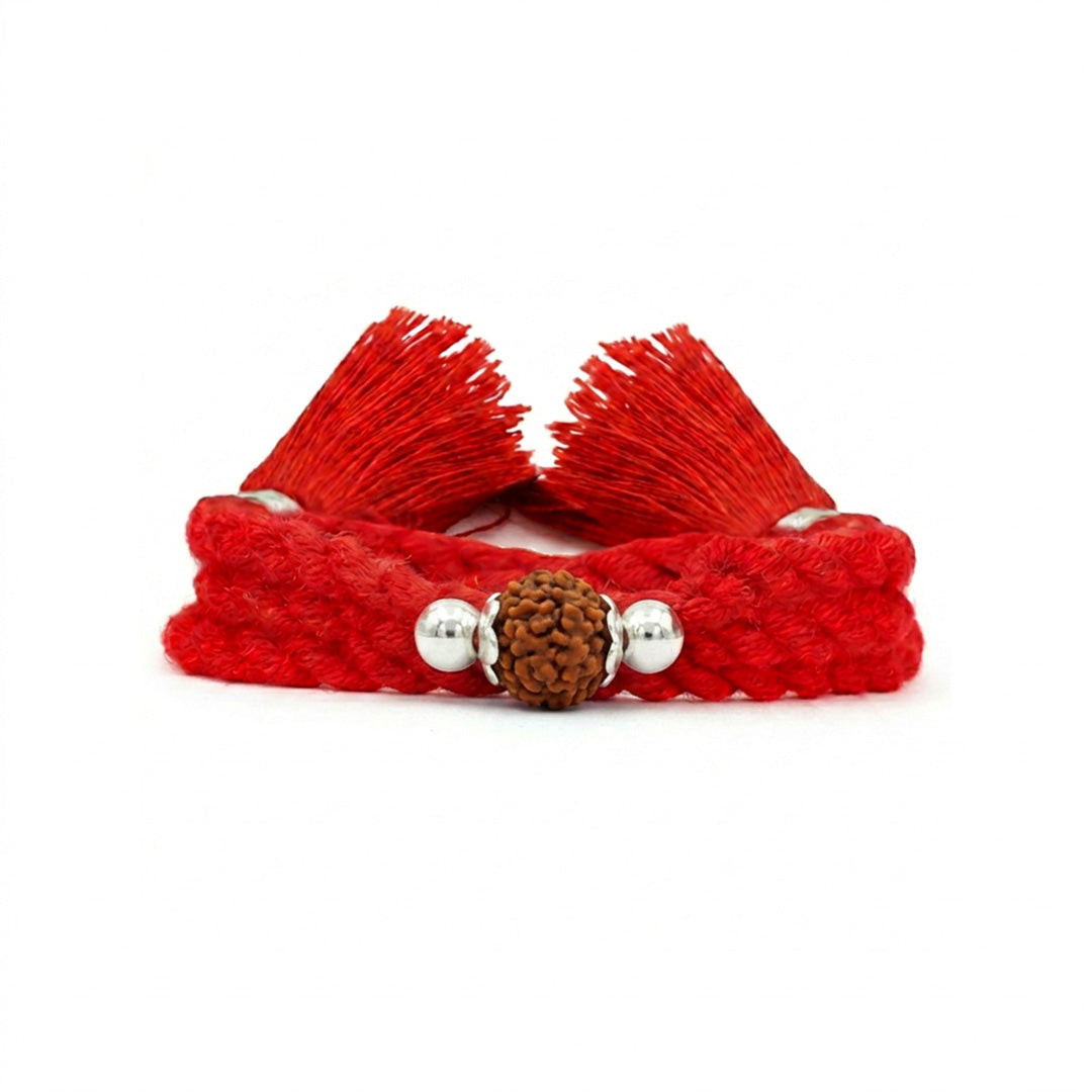 Divine Rudraksha Rhodium Plated 925 Silver Rakhi (ALVINA Signature)
