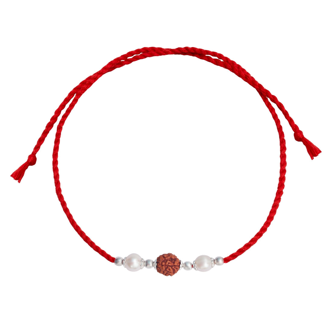 Spiritual Protection Rudraksh Pearl Rhodium Plated Silver Rakhi