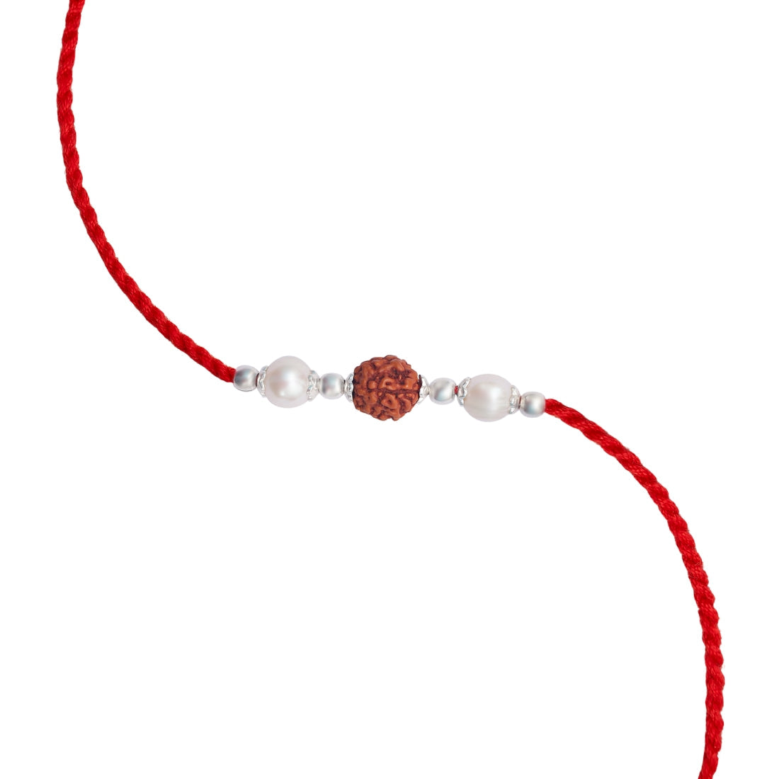 Spiritual Protection Rudraksh Pearl Rhodium Plated Silver Rakhi