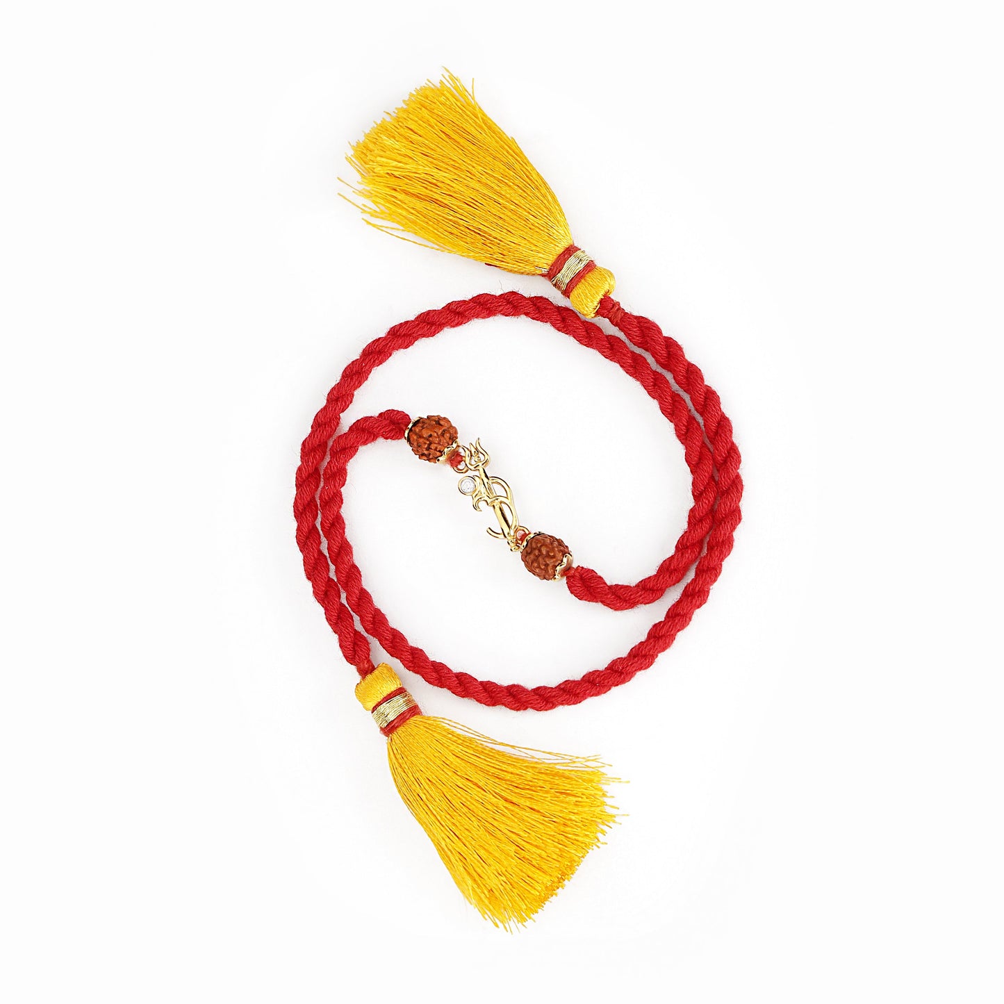 Om Trishul Charm Rhodium & Gold-Plated 925 Sterling Silver Rakhi with Rudraksha Beads Combo for Him
