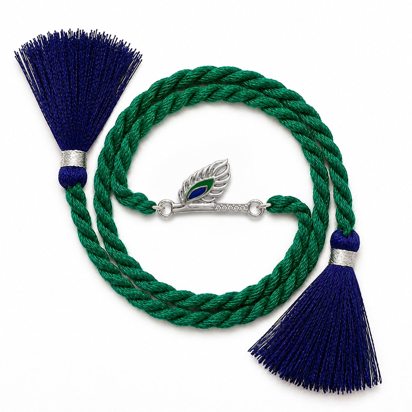 Peacock Feather Charm Oxidised 925 Sterling Silver Thread Rakhi for Him
