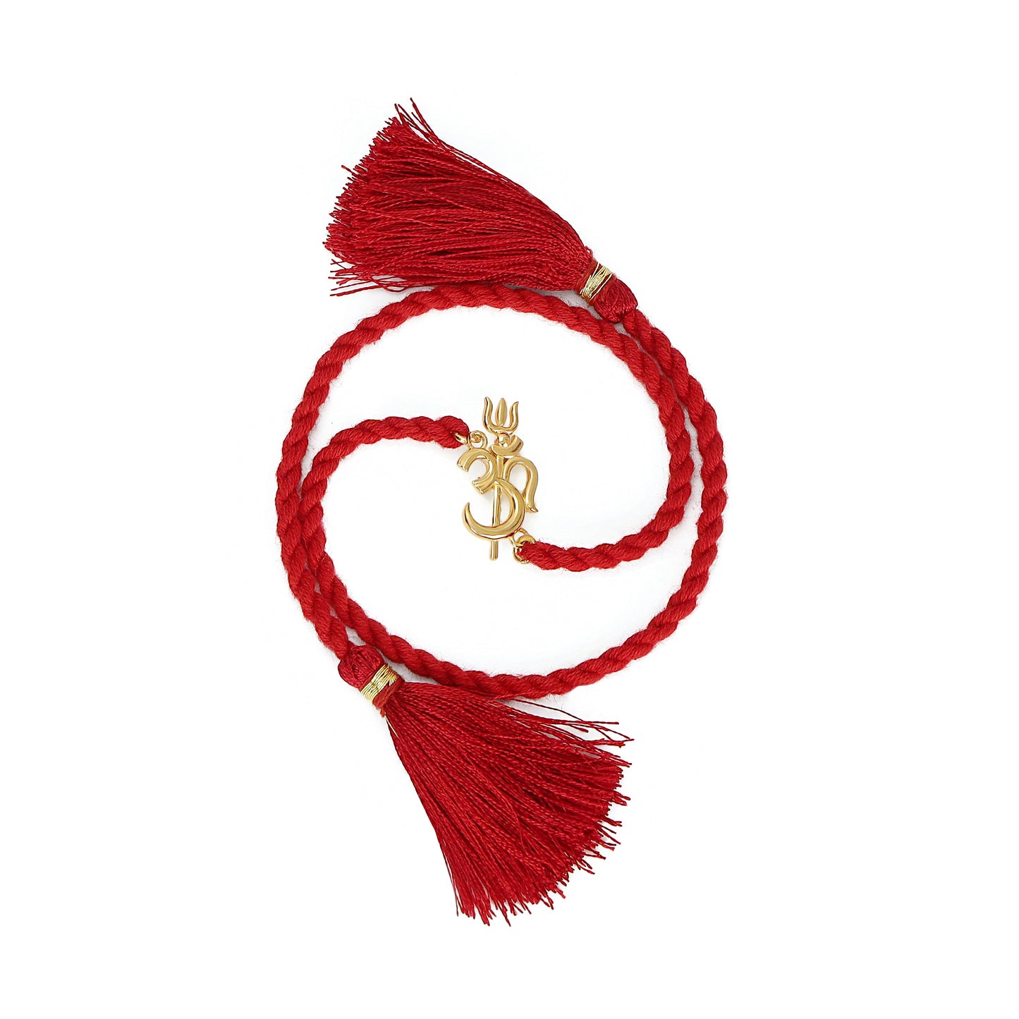 Om Trishul Charm Gold Plated Silver Rakhi (ALVINA Signature)