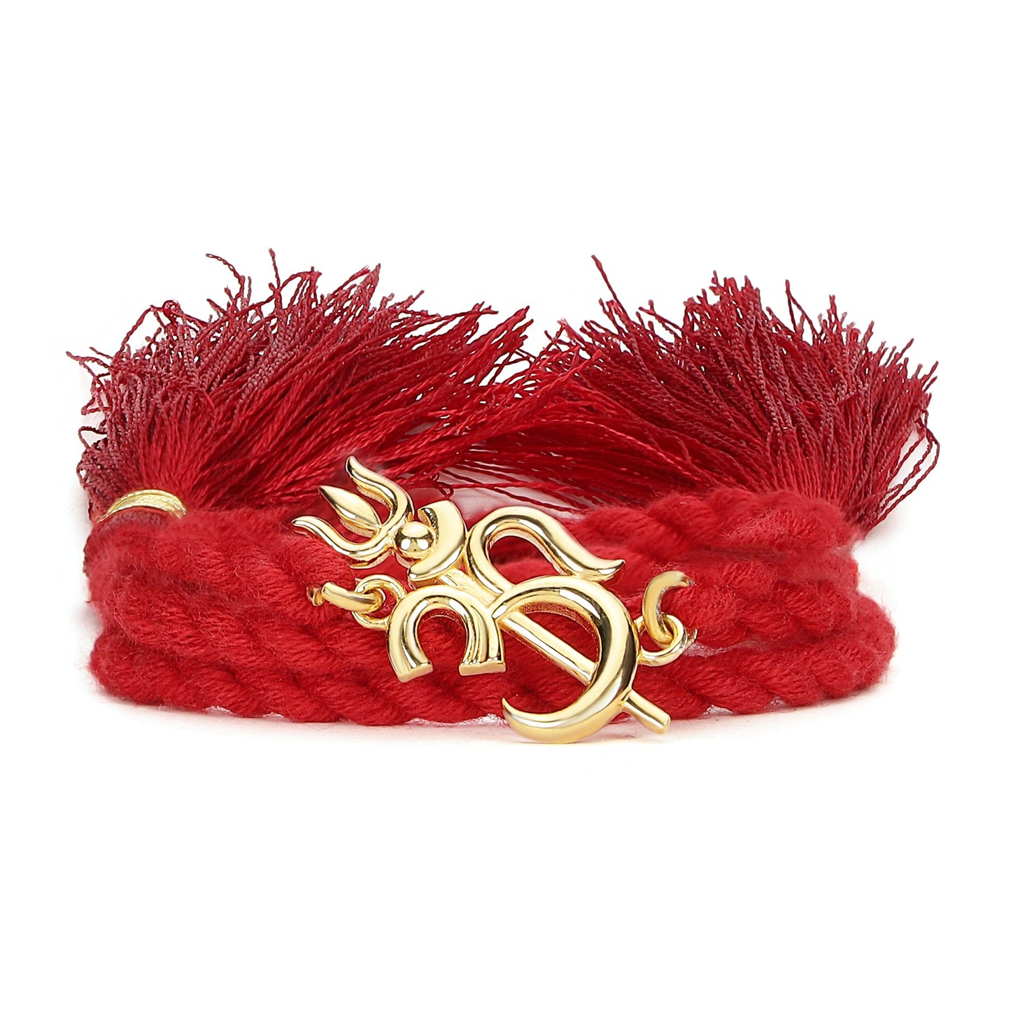 Om Trishul Charm Gold Plated Silver Rakhi (ALVINA Signature)