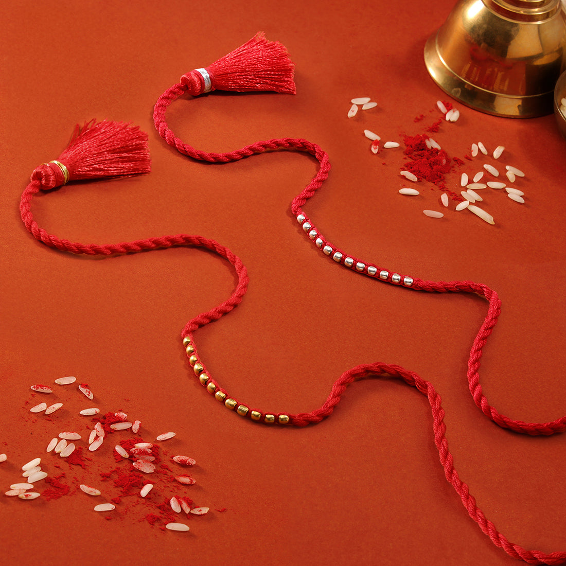 Radiant Thread of Love Rhodium & Gold-Plated 925 Silver Rakhi Combo
