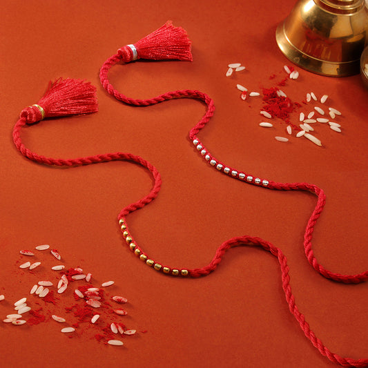 Radiant Thread of Love Rhodium & Gold-Plated 925 Silver Rakhi Combo