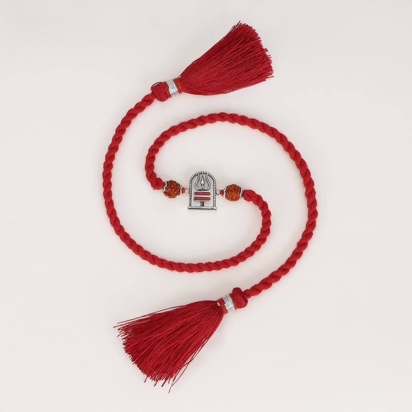 Shivling Trishul Rudraksha Beads Oxidised Silver Rakhi (ALVINA Signature)