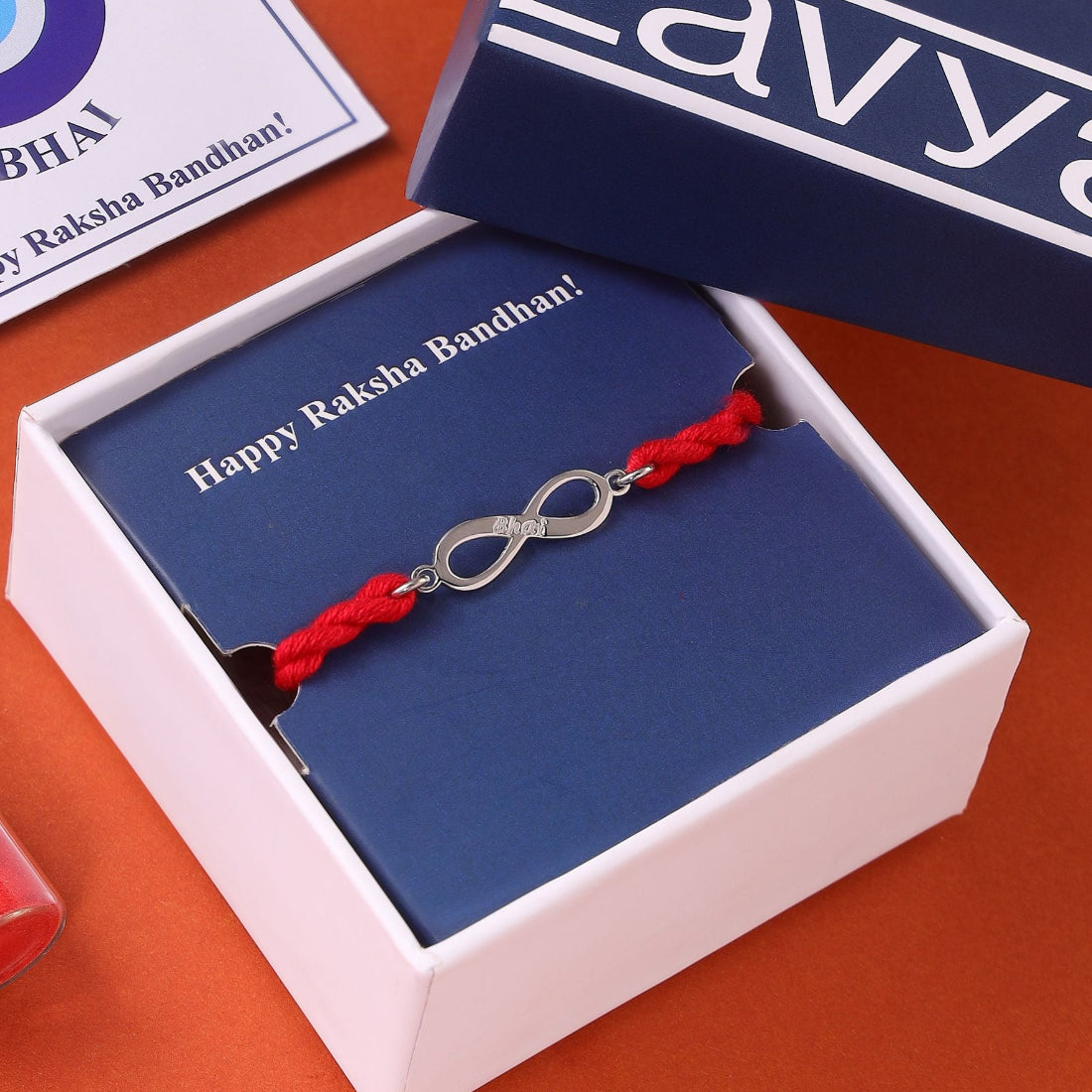 Infinity Bhai Rhodium Plated Silver Rakhi