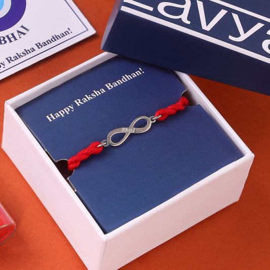 Infinity Bhai Rhodium Plated Silver Rakhi