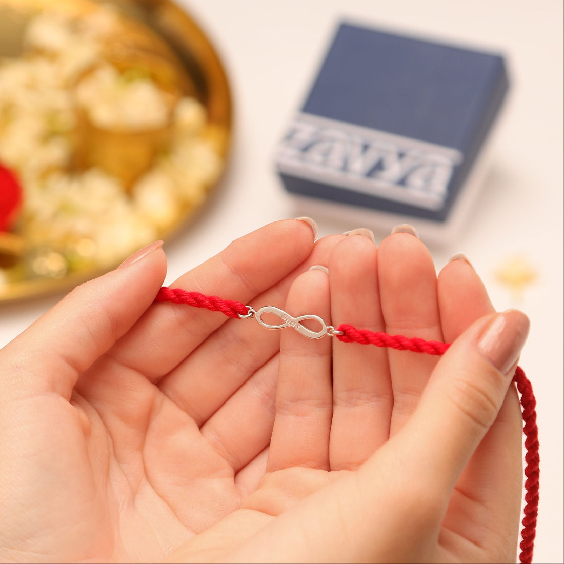 Infinity Bhai Rhodium Plated Silver Rakhi