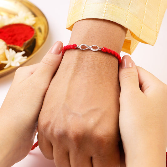 Infinity Bhai Rhodium Plated Silver Rakhi
