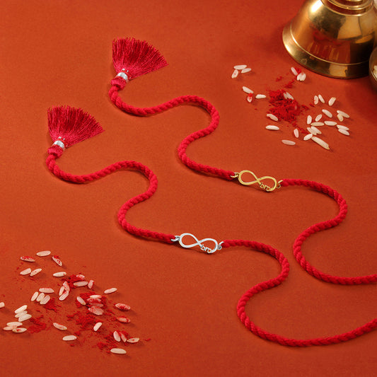 Eternal Bond Gold & Rhodium-Plated 925 Sterling Silver Bro Rakhi Combo