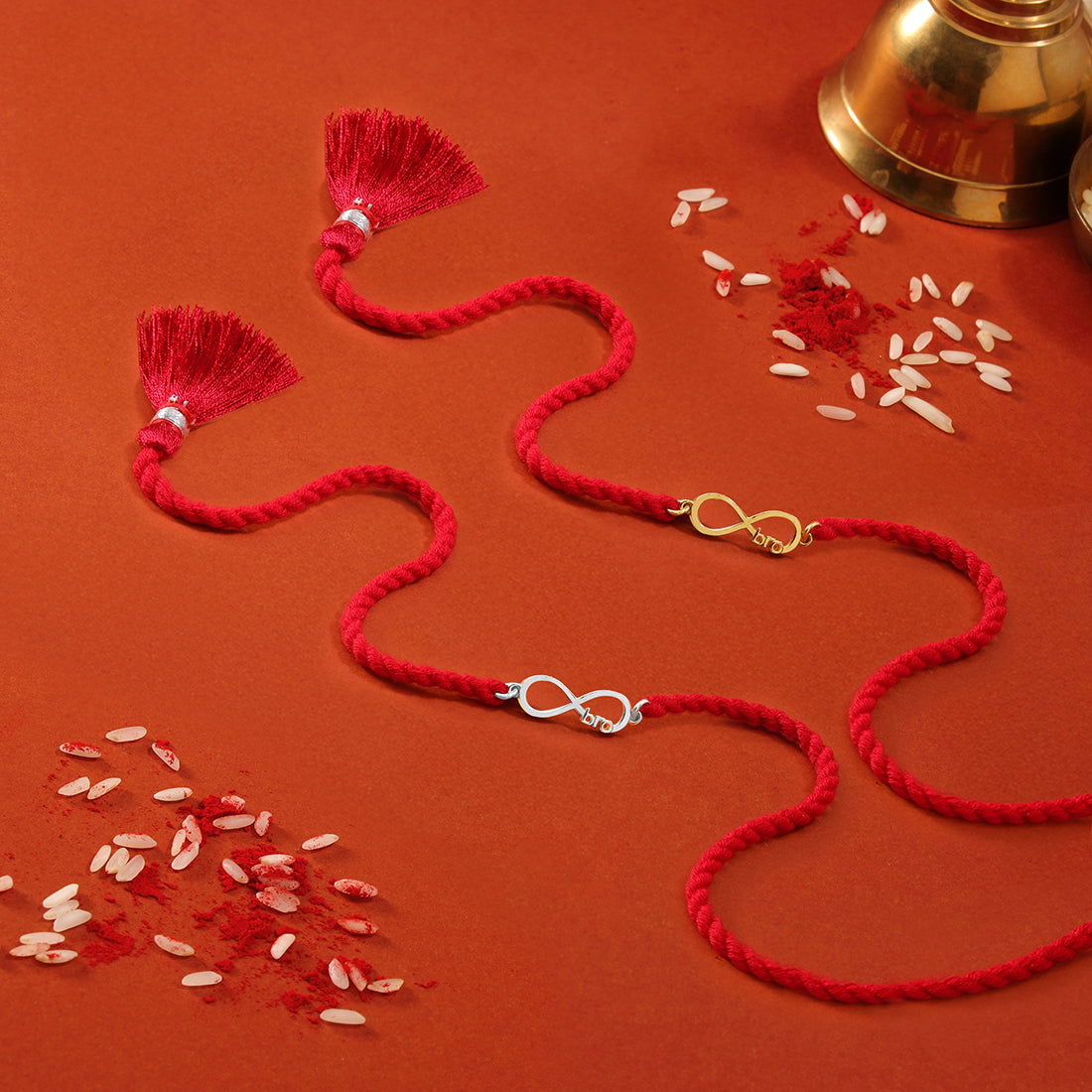 Eternal Bond Gold & Rhodium-Plated 925 Sterling Silver Bro Rakhi Combo