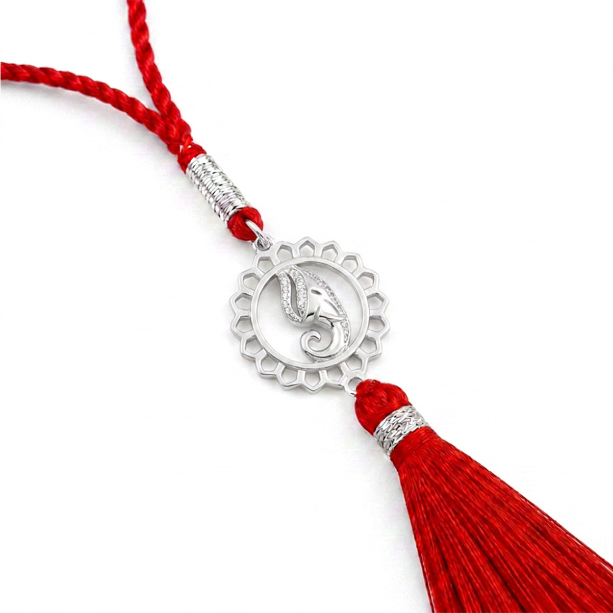 Lord Ganesha Silver Lumba Rakhi for Bhabhi (ALVINA Signature)