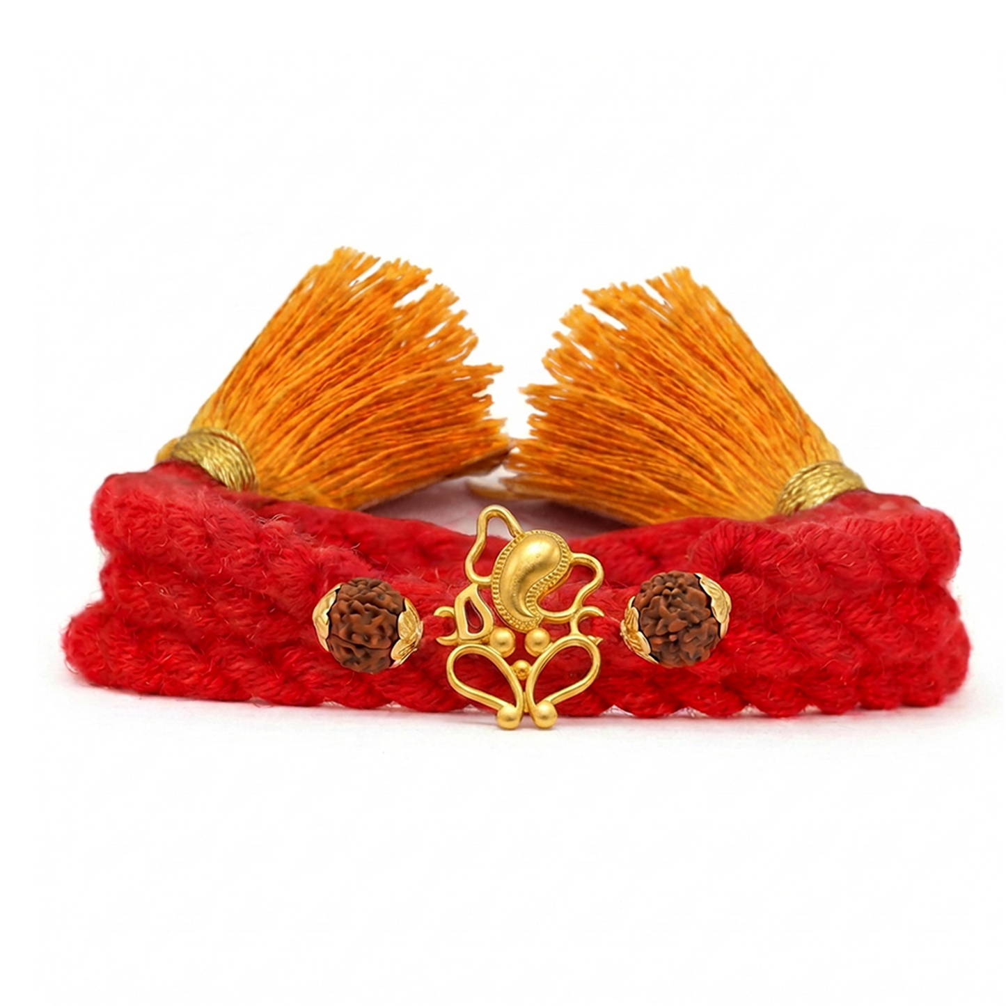 Divine Ganesha & Rudraksha Gold-Plated Silver Rakhi (ALVINA Signature)