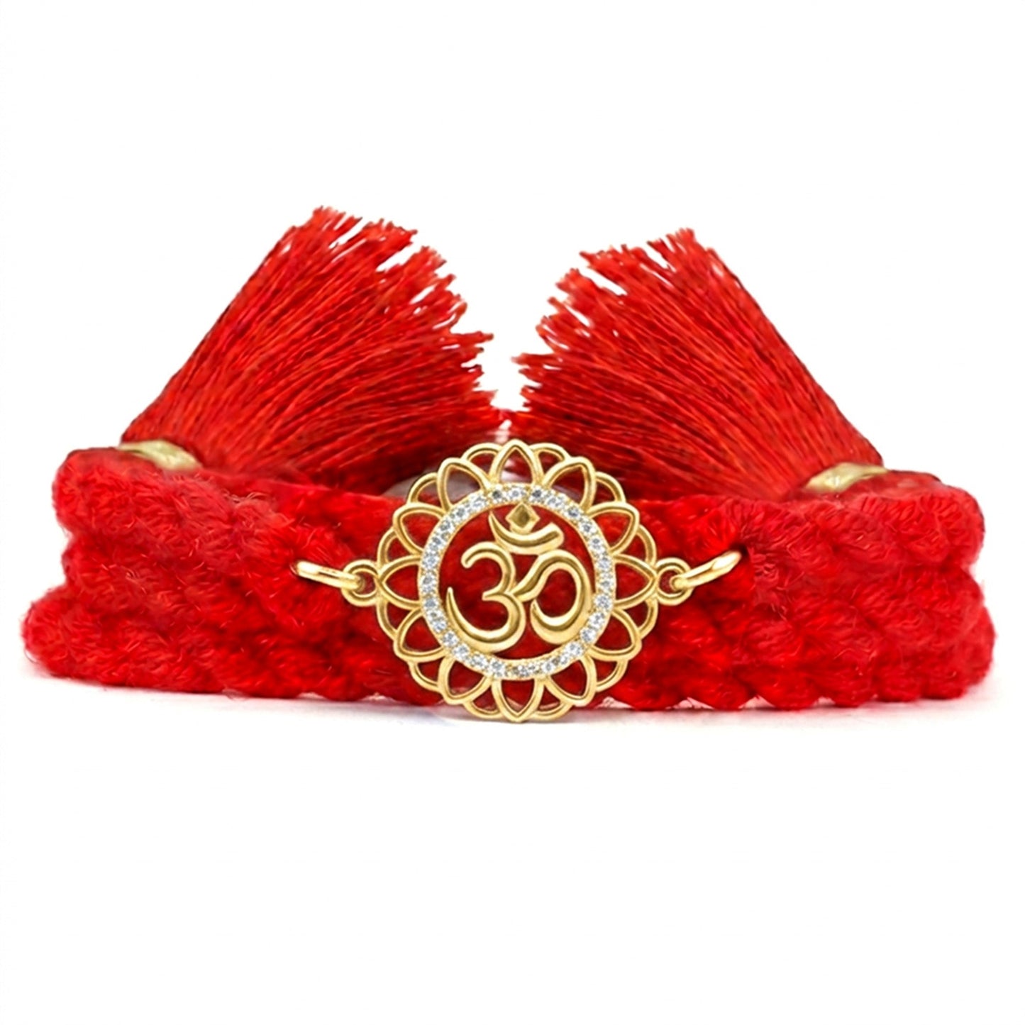 OM Floral CZ Gold Plated Silver Rakhi (ALVINA Signature)