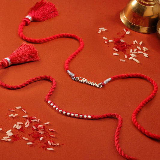 Elegant Heart & Radiant Thread Rhodium-Plated 925 Silver Bhai-Bhabhi Rakhi Combo