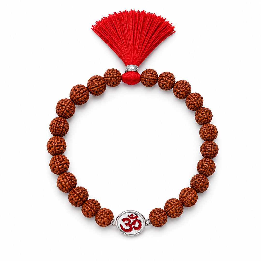 Om Rudraksh Silver Bracelet Rakhi (ALVINA Signature)