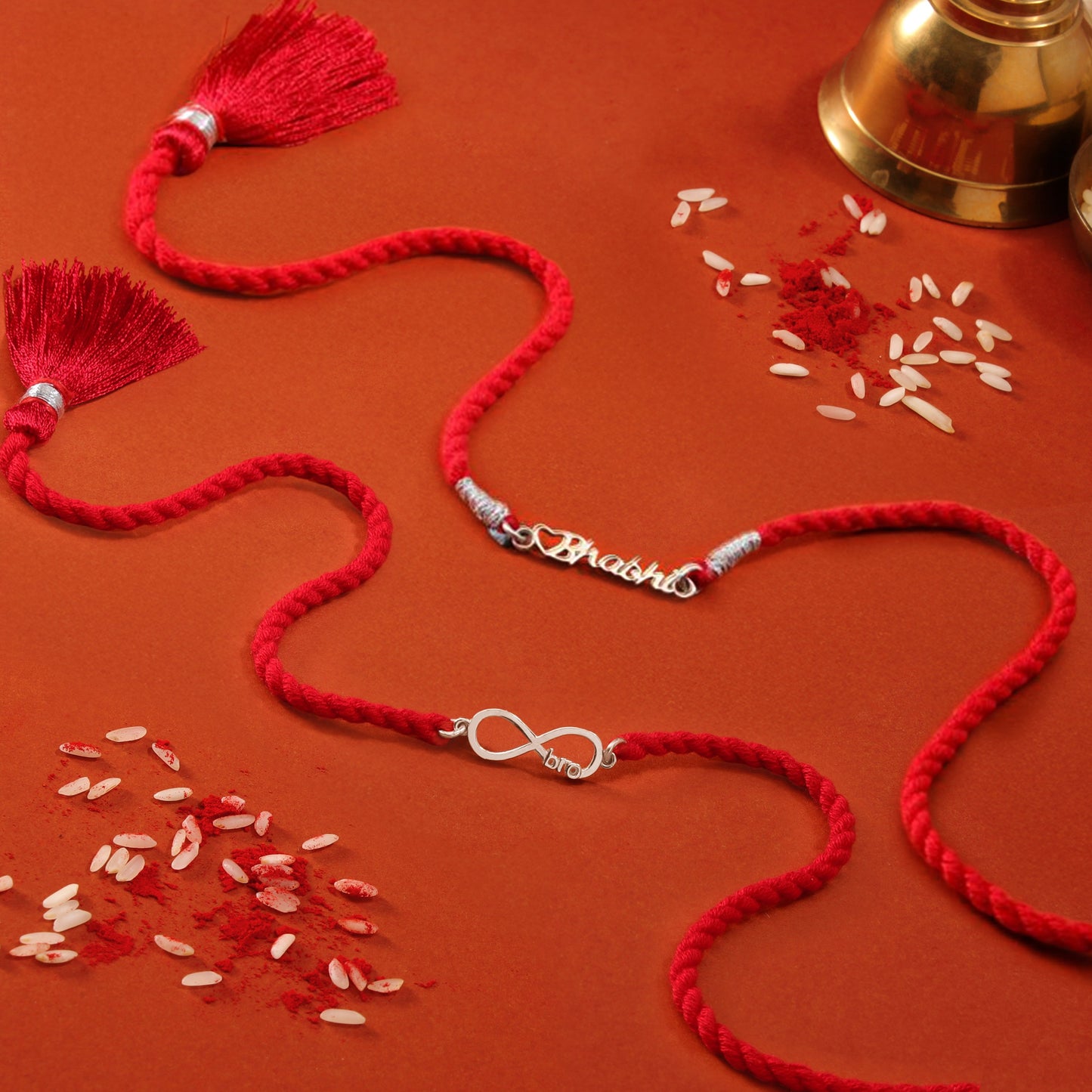 Elegant Heart & Timeless infinity Rhodium-Plated 925 Silver Bhai-Bhabhi Rakhi Combo