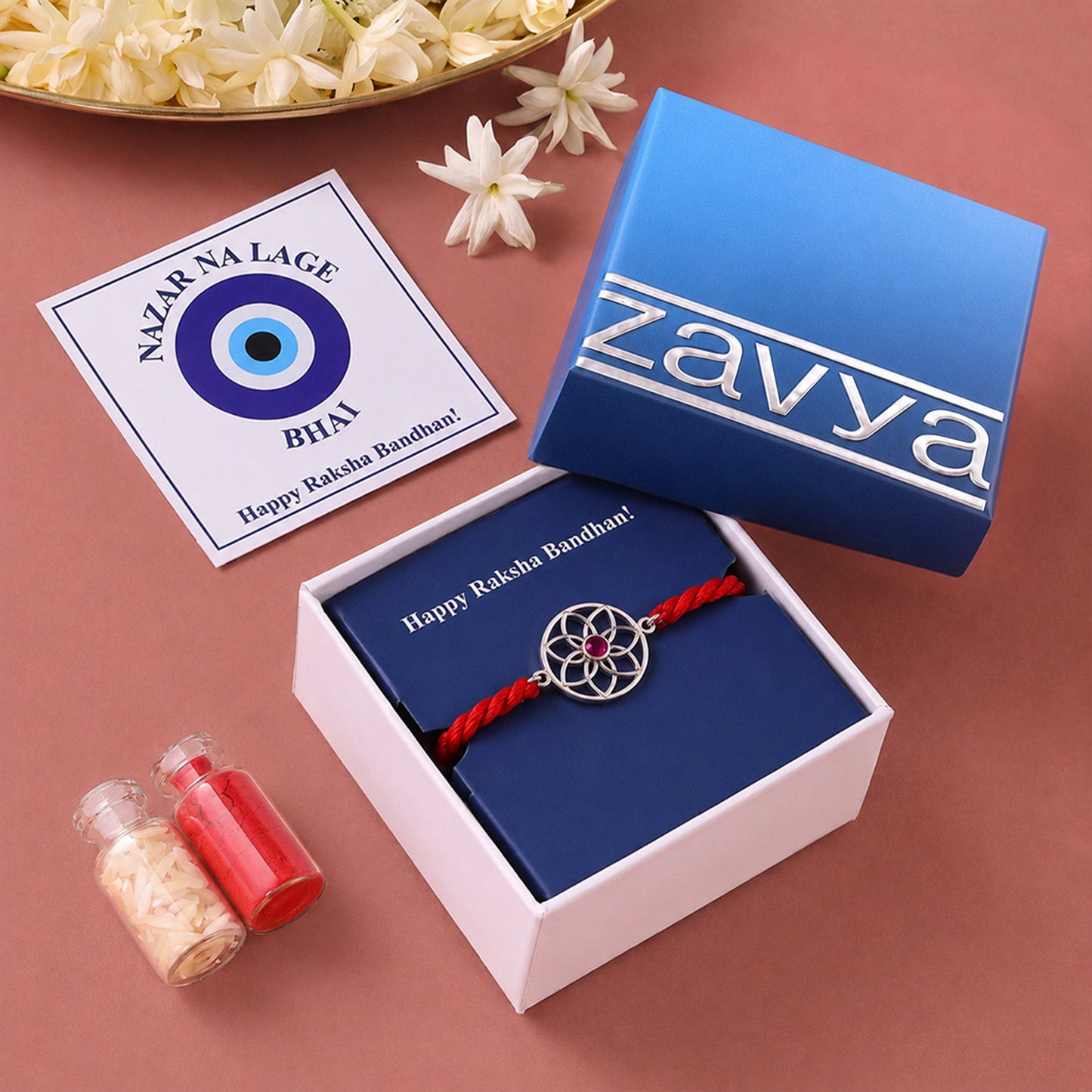 Crimson Lotus Silver Rakhi (ALVINA Signature)