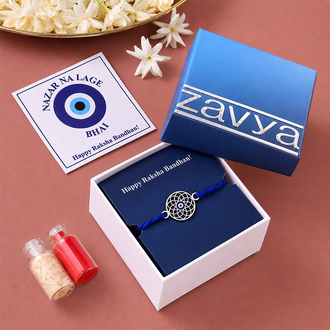 Mystic Mandala Evil Eye Silver Rakhi (ALVINA Signature)