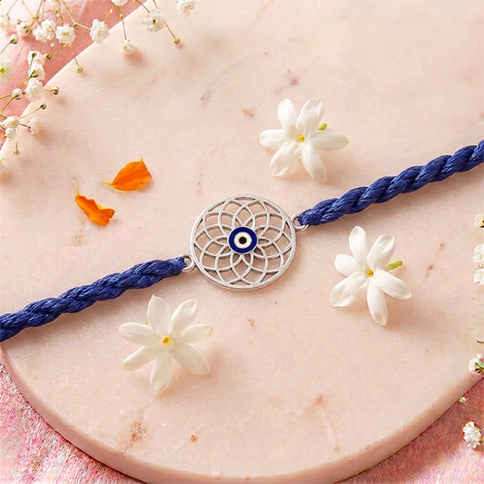 Mystic Mandala Evil Eye Silver Rakhi (ALVINA Signature)
