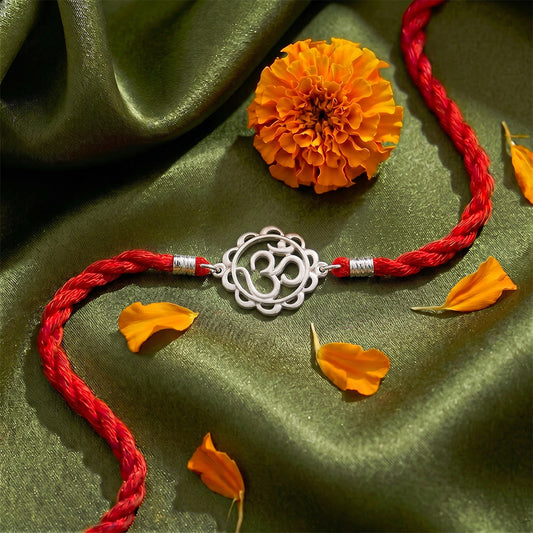 Divine Om Rhodium Plated Silver Rakhi (ALVINA Signature)