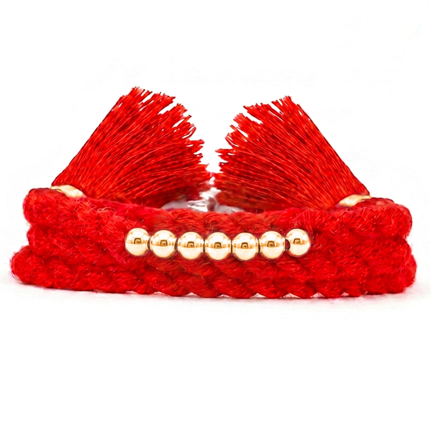 Elegant Golden Beads Sterling Silver Thread Rakhi For Him