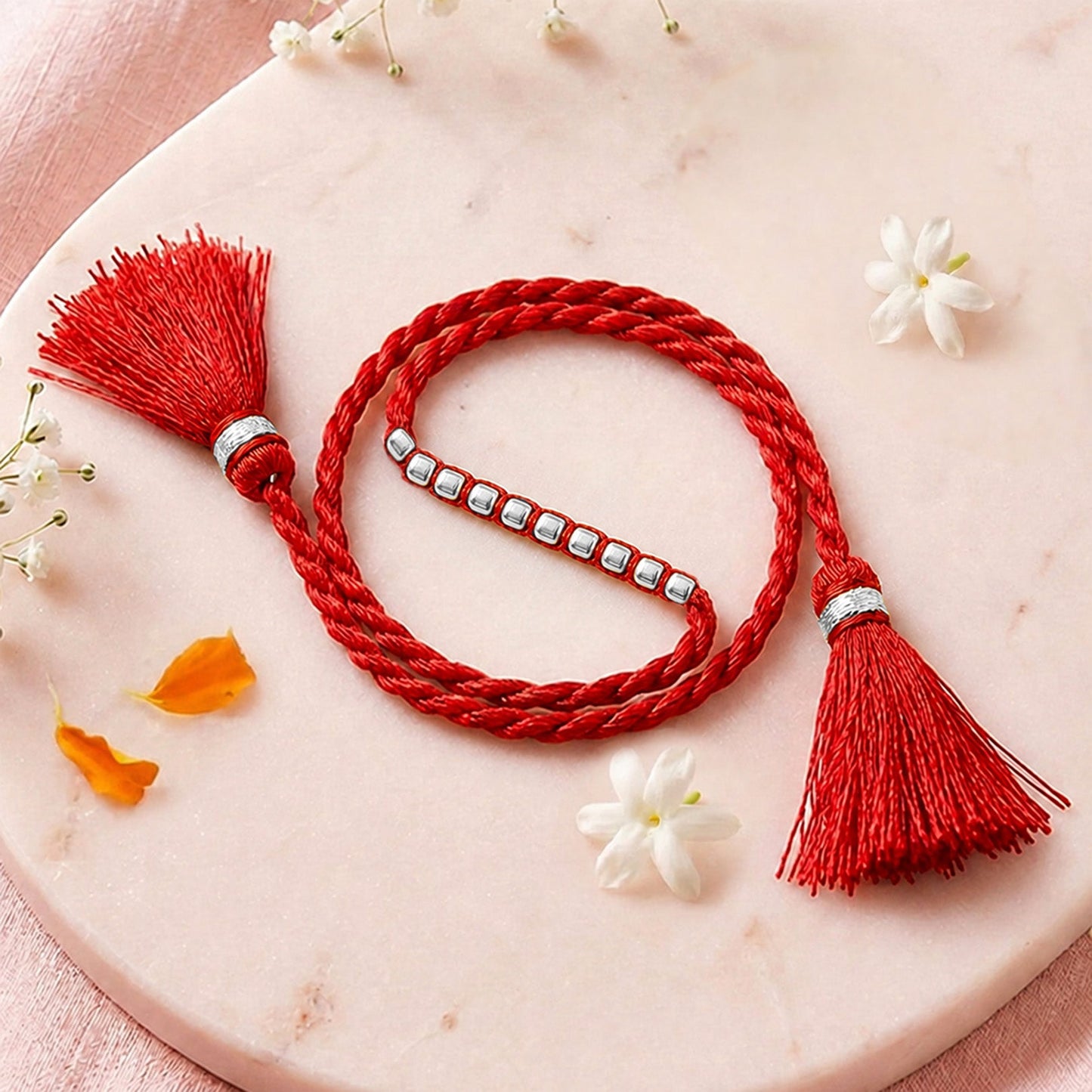 Woven Beads Radiant Thread of Love Silver Rakhi (ALVINA Original)